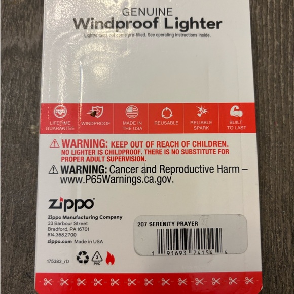 Zippo wind proof lighter, Serenity Prayer, brand new - Picture 2 of 3